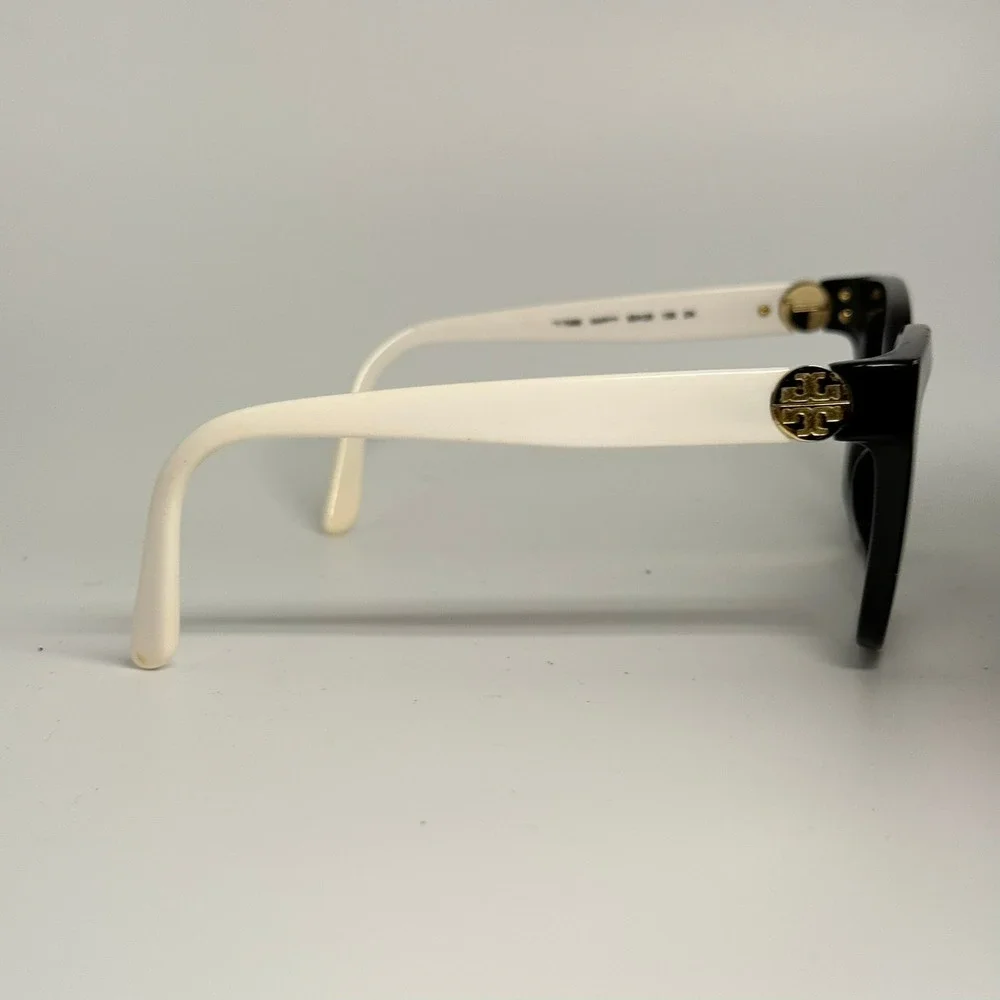 Tory Burch TY 7089 1445/11 Black White Square Logo Sunglasses 53-20-135